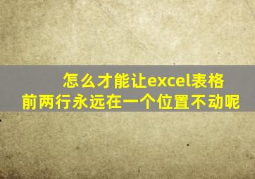 怎么才能让excel表格前两行永远在一个位置不动呢