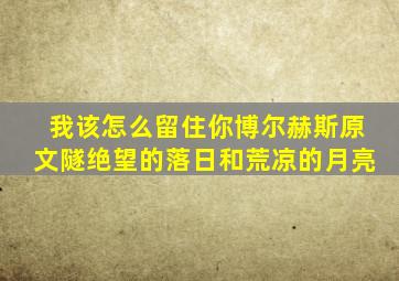 我该怎么留住你博尔赫斯原文隧绝望的落日和荒凉的月亮
