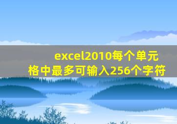 excel2010每个单元格中最多可输入256个字符
